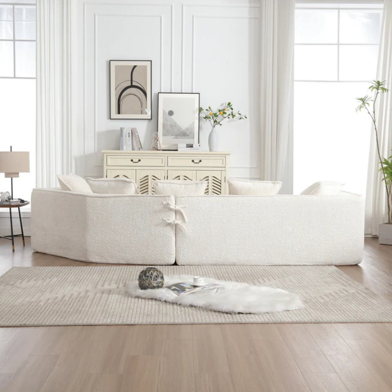 COOLMORE Boucle Sofa 3 Seater for Living Room Oversized Comfy Sofa unique double seat and corner construction for Apartment, Office Right Hand Facing (Beige)-海智集-Default-