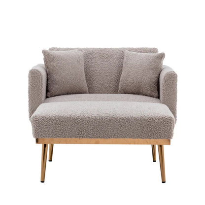 COOLMORE fashionable and classic style chaise lounge chair / accent chair for Living Room, bedroom (Grey Teddy)-海智集-Default-