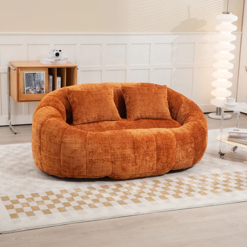 Durable Comfort High Back Bean Bag Sofa Lounger for Adults and Kids, Indoor & Outdoor, Orange Chenille-海智集-Default-