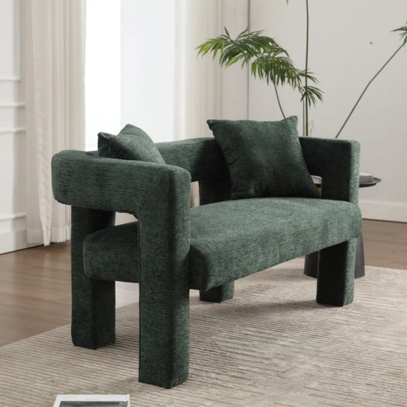 Modern Chenille Loveseat Sofa, Comfy Upholstered 2-Seater, Emerald, Small Accent Couch for Living Room or Bedroom-海智集-Default-