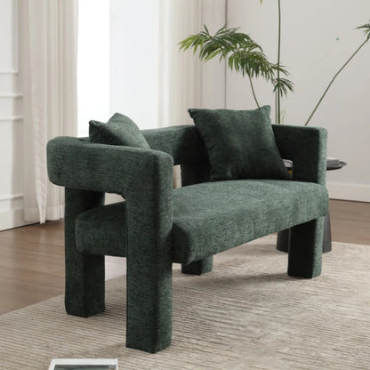 Modern Chenille Loveseat Sofa, Comfy Upholstered 2-Seater, Emerald, Small Accent Couch for Living Room or Bedroom-海智集-Default-