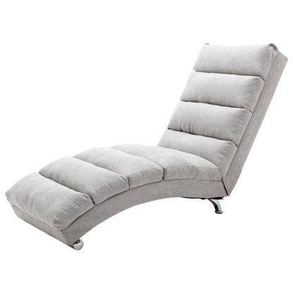Light Grey Linen Massage Chaise Lounge Indoor with Remote Control, Ergonomic Electric Massage Lounger with 5 Modes-海智集-Default-