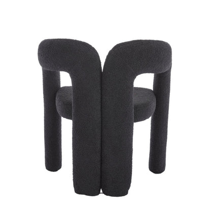 COOLMORE Contemporary Designed Teddy Fabric Upholstered Accent/Dining Chair, Black, Soft Velvet, 24'' x 20.5'' x 28''-海智集-Default-