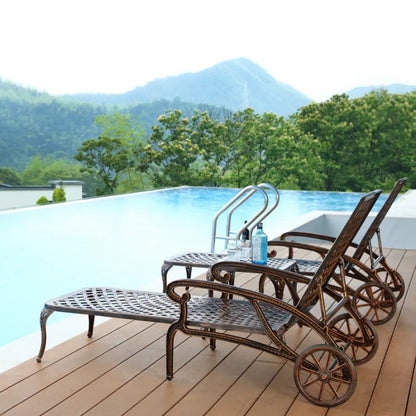 Aluminium Cast lounge chair 2pcs brown-海智集-Default-