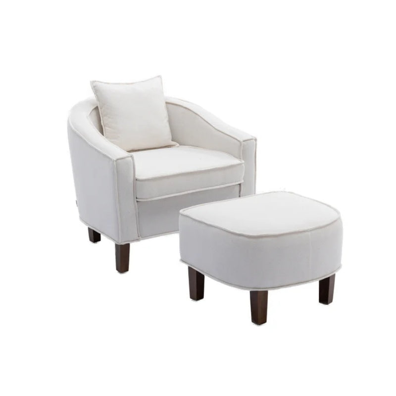 COOLMORE Accent Chair with Ottoman, Mid Century Modern Barrel Chair Upholstered Club Tub Round Arms Chair for Living Room-海智集-Default-