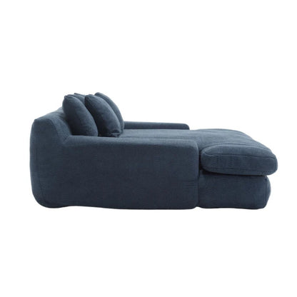 COOLMORE Chenille 2-seater lazy sofa With 5 back pillows,Comfy Sofa- Deep Seat Couch for Living Room,Club (Navy)-海智集-Default-