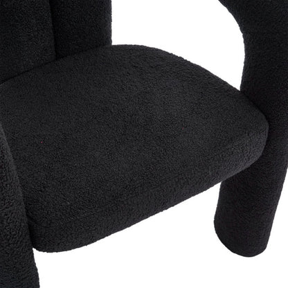 COOLMORE Contemporary Designed Teddy Fabric Upholstered Accent/Dining Chair, Black, Soft Velvet, 24'' x 20.5'' x 28''-海智集-Default-