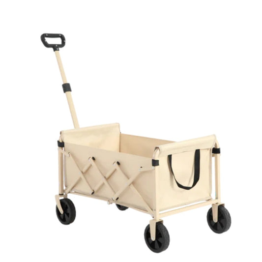 Lightweight Portable Heavy Duty Folding Beach Wagons with Wheels - Outdoor Utility Carts for Grocery, Camping, Shopping, Sports, Garden with Large Capacity-Beige-海智集-Default-