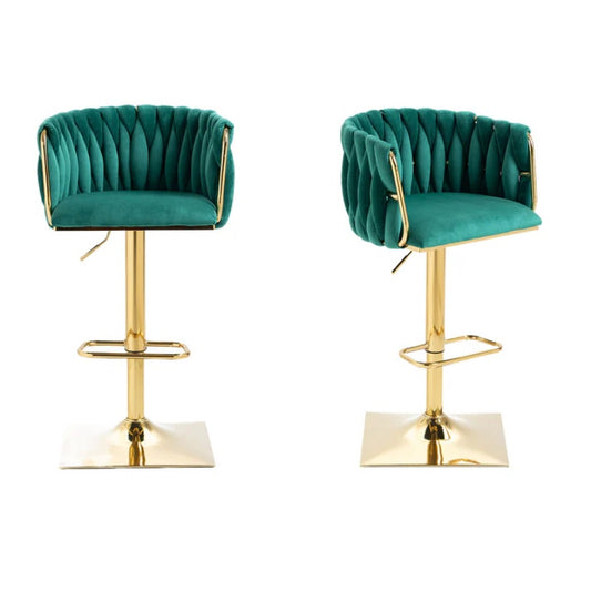 COOLMORE Vintage Bar Stools with Back and Footrest Counter Height Dining Chairs 2PC/SET-海智集-Default-