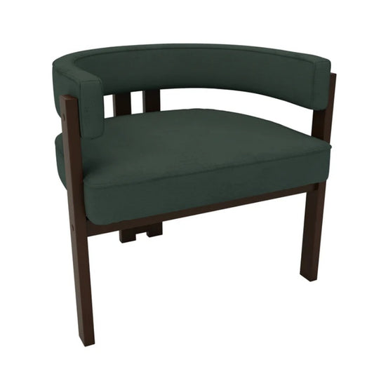 Modern Accent Chair Teddy Upholstered Armchair with Open Back 3 Legs Barrel Dining Chair Comfy Side Chair Set of 2 Emerald-海智集-Default-