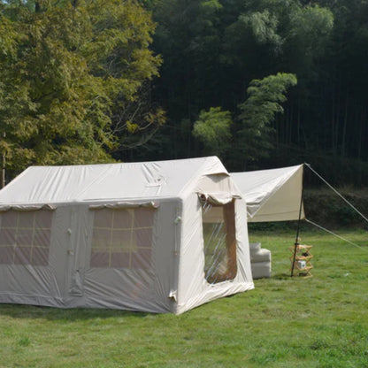 9.8 x13ft with canopy, Inflatable Camping Tents with Hand Pump, Air Glamping Tents, Easy Setup Waterproof and Windproof Blow up Tent Beige-海智集-Default-