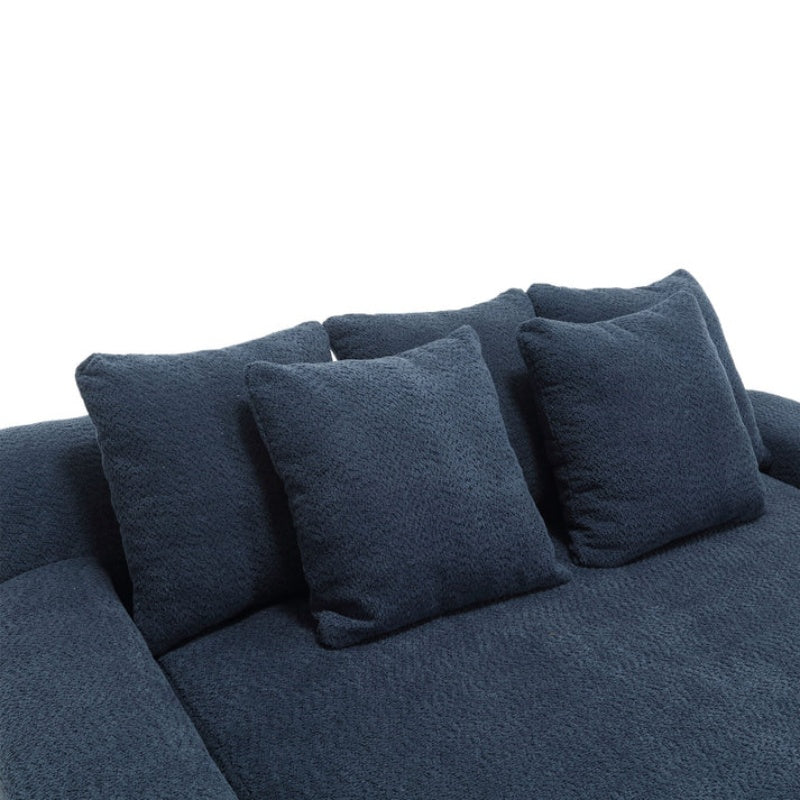 COOLMORE Chenille 2-seater lazy sofa With 5 back pillows,Comfy Sofa- Deep Seat Couch for Living Room,Club (Navy)-海智集-Default-