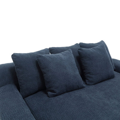 COOLMORE Chenille 2-seater lazy sofa With 5 back pillows,Comfy Sofa- Deep Seat Couch for Living Room,Club (Navy)-海智集-Default-