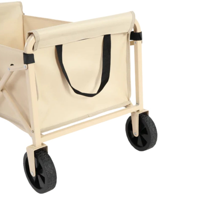 Lightweight Portable Heavy Duty Folding Beach Wagons with Wheels - Outdoor Utility Carts for Grocery, Camping, Shopping, Sports, Garden with Large Capacity-Beige-海智集-Default-