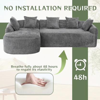 COOLMORE Boucle Sofa 3 Seater for Living Room Oversized Comfy Sofa L-Shape Sofa Couch with Chaise Home Furniture Sleeper Sectional Sofa for Apartment, Office Left Hand Facing (Gray)-海智集-Default-