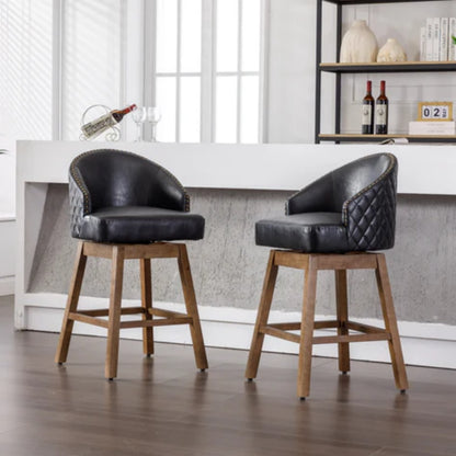 COOLMORE Bar Stools Set of 2 Counter Height Chairs with Footrest for Kitchen, Dining Room And 360 Degree Swivel-海智集-Default-