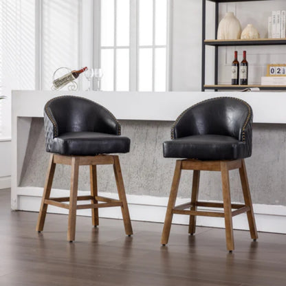 COOLMORE Bar Stools Set of 2 Counter Height Chairs with Footrest for Kitchen, Dining Room And 360 Degree Swivel-海智集-Default-