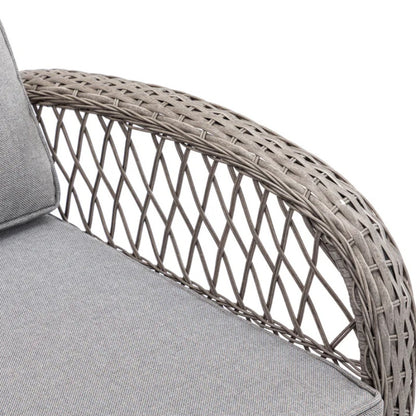 3 Pieces Outdoor Swivel Rocker Patio Chairs, 360 Degree Rocking Patio Conversation Set with Thickened Cushions and Glass Coffee Table for Backyard, Grey-海智集-Default-