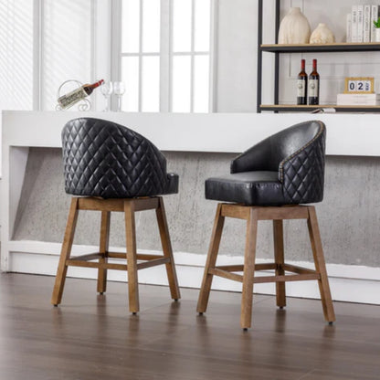 COOLMORE Bar Stools Set of 2 Counter Height Chairs with Footrest for Kitchen, Dining Room And 360 Degree Swivel-海智集-Default-
