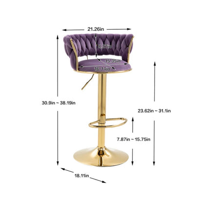 COOLMORE Swivel Bar Stools Set of 2 Adjustable Counter Height Chairs with Footrest for Kitchen, Dining Room 2PC/SET-海智集-Default-