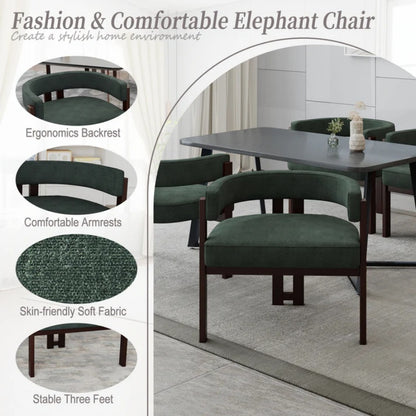 Modern Accent Chair Teddy Upholstered Armchair with Open Back 3 Legs Barrel Dining Chair Comfy Side Chair Set of 2 Emerald-海智集-Default-