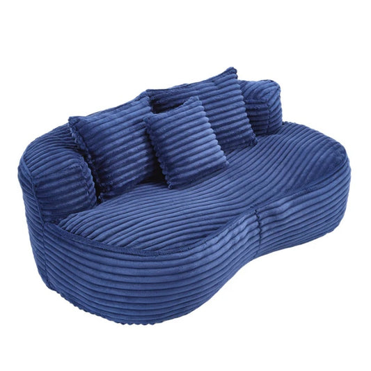 Bean Bag Sofa Lazy Sofa Durable Comfort Lounger High Back Chair for Adults and Kids, Indoor & Outdoor, Navy Corduroy-海智集-Default-
