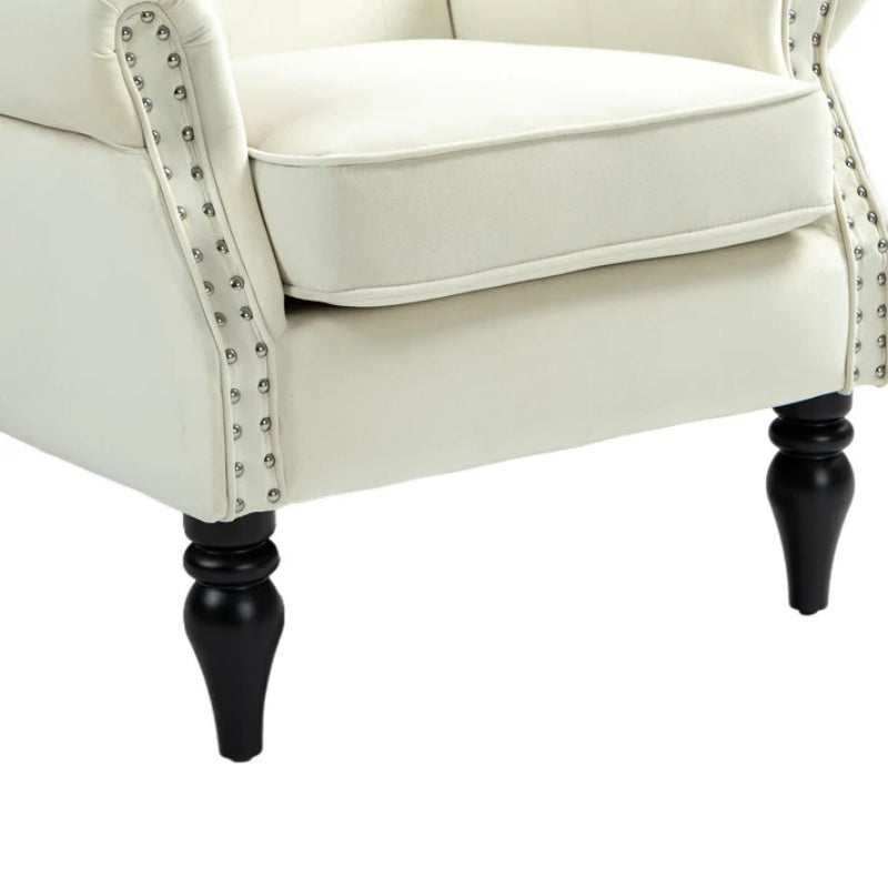 COOLMORE Wood Frame Armchair, Modern Accent Chair Lounge Chair with Sturdy Wood Legs for Living Room Bedroom (Beige)-海智集-Default-