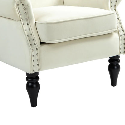 COOLMORE Wood Frame Armchair, Modern Accent Chair Lounge Chair with Sturdy Wood Legs for Living Room Bedroom (Beige)-海智集-Default-