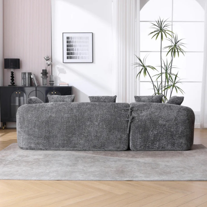 COOLMORE Boucle Sofa 3 Seater for Living Room Oversized Comfy Sofa L-Shape Sofa Couch with Chaise Home Furniture Sleeper Sectional Sofa for Apartment, Office Left Hand Facing (Gray)-海智集-Default-