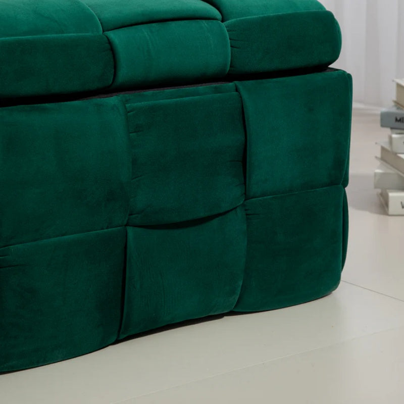 Green Upholstered Fabric Storage Ottoman Bench with Safety Hinge for Living Room & Bedroom-海智集-Default-
