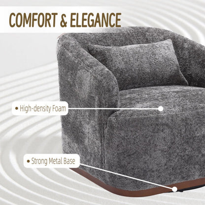 Comfy Round Accent Sofa Chair 360 Degree Swivel Barrel Club Chair, Gray Chenille Upholstery, 31.5 for Living Room, Nursery, Office-海智集-Default-