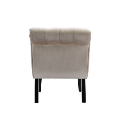 COOLMORE Modern Velvet Armless Accent Living Room Chair / Leisure Chair,Upholstered Fabric Button Comfortable Chair with Wooden Legs for Bedroom, Living Room, Office (Beige Velvet)-海智集-Default-