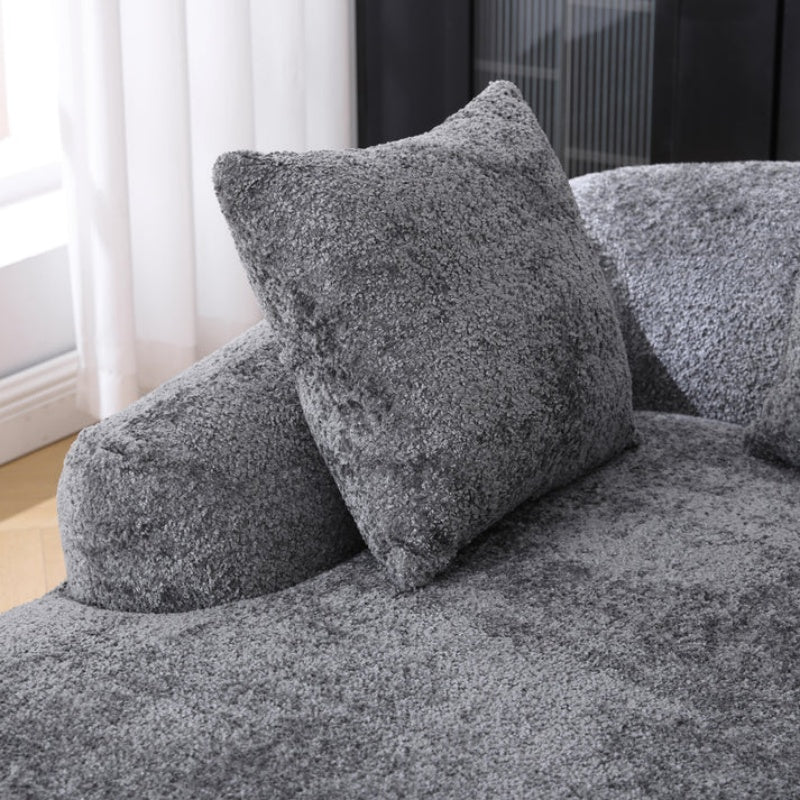 COOLMORE Boucle Sofa 3 Seater for Living Room Oversized Comfy Sofa L-Shape Sofa Couch with Chaise Home Furniture Sleeper Sectional Sofa for Apartment, Office Left Hand Facing (Gray)-海智集-Default-