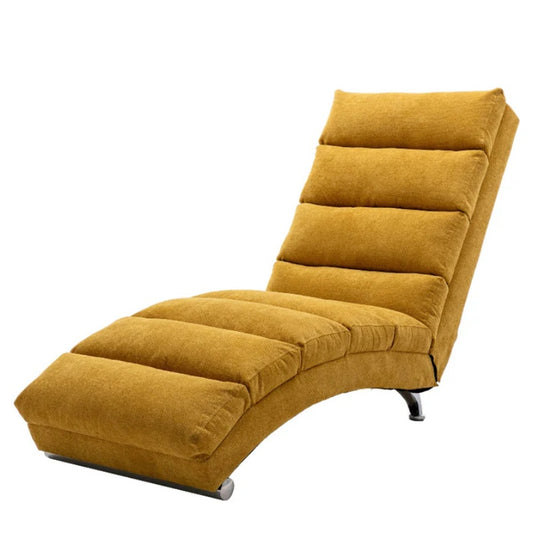 Ergonomic Linen Massage Chaise Lounge with Remote Control, Mustard Color, 5 Modes for Office, Living Room, Bedroom-海智集-Default-