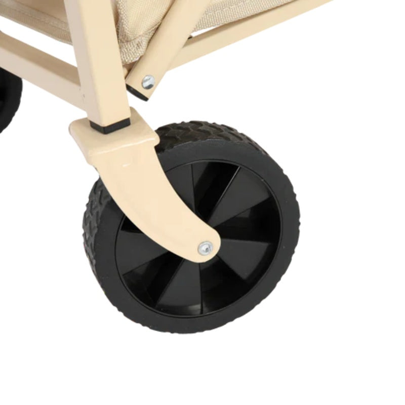 Lightweight Portable Heavy Duty Folding Beach Wagons with Wheels - Outdoor Utility Carts for Grocery, Camping, Shopping, Sports, Garden with Large Capacity-Beige-海智集-Default-