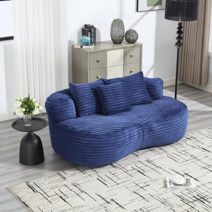 Bean Bag Sofa Lazy Sofa Durable Comfort Lounger High Back Chair for Adults and Kids, Indoor & Outdoor, Navy Corduroy-海智集-Default-