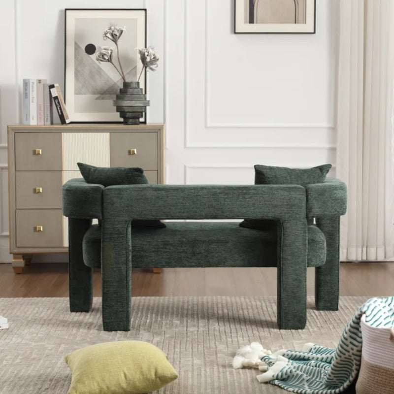 Modern Chenille Loveseat Sofa, Comfy Upholstered 2-Seater, Emerald, Small Accent Couch for Living Room or Bedroom-海智集-Default-