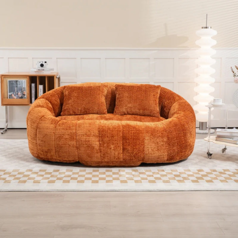 Durable Comfort High Back Bean Bag Sofa Lounger for Adults and Kids, Indoor & Outdoor, Orange Chenille-海智集-Default-