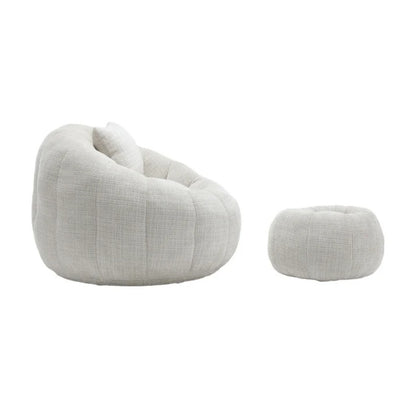 COOLMORE Modern Extra Large Round Bean Bag Chair with Footrest for Living Room, Chenille Fabric Lazy Sofa with Pillow for Adults, Teenagers,Child, Suitable for Bedroom, Dormitory, Study Room-海智集-Default-