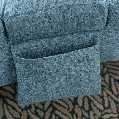 Ergonomic Linen Massage Chaise Lounge with Remote Control, 5 Modes, Blue, 21.65 x 58.27 x 34.25 inches-海智集-Default-
