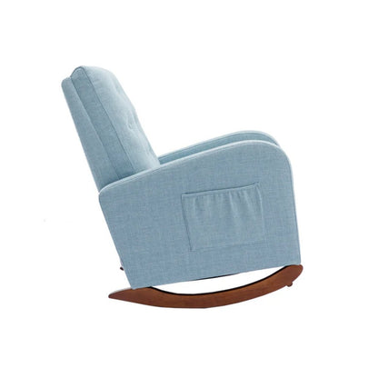High Back Rocking Chair Nursery Chair .Comfortable Rocker Fabric Padded Seat .Modern High Back Armchair-海智集-Default-