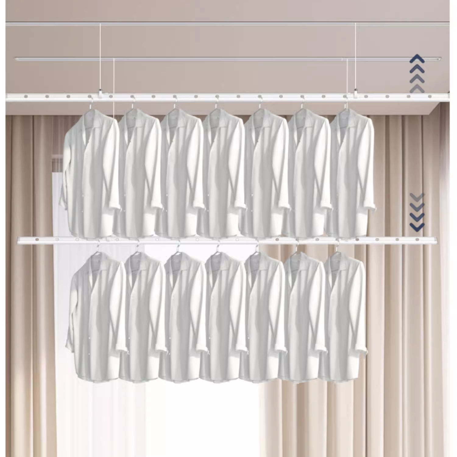 Smart Invisible Dryer -TU13W-7110X-2XX- Retractable Rods, Heated Drying, Plasma Sterilizer, Quilt Pole, Staggered Hanging, Full LED Panel, Wireless & Voice Control-海智集-