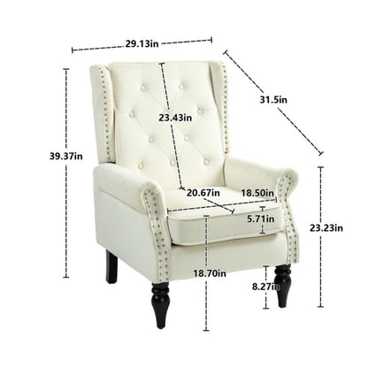 COOLMORE Wood Frame Armchair, Modern Accent Chair Lounge Chair with Sturdy Wood Legs for Living Room Bedroom (Beige)-海智集-Default-