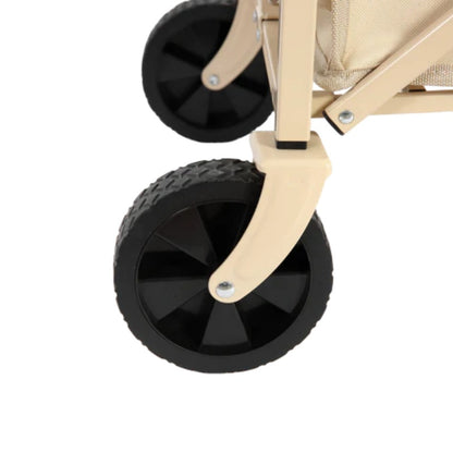 Lightweight Portable Heavy Duty Folding Beach Wagons with Wheels - Outdoor Utility Carts for Grocery, Camping, Shopping, Sports, Garden with Large Capacity-Beige-海智集-Default-