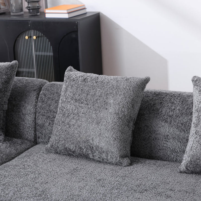 COOLMORE Boucle Sofa 3 Seater for Living Room Oversized Comfy Sofa L-Shape Sofa Couch with Chaise Home Furniture Sleeper Sectional Sofa for Apartment, Office Left Hand Facing (Gray)-海智集-Default-