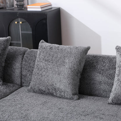 COOLMORE Boucle Sofa 3 Seater for Living Room Oversized Comfy Sofa L-Shape Sofa Couch with Chaise Home Furniture Sleeper Sectional Sofa for Apartment, Office Left Hand Facing (Gray)-海智集-Default-