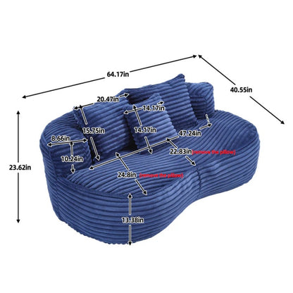 Bean Bag Sofa Lazy Sofa Durable Comfort Lounger High Back Chair for Adults and Kids, Indoor & Outdoor, Navy Corduroy-海智集-Default-