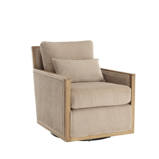 Corduroy Swivel Barrel Chair Comfy Accent Sofa Chair 360 Degree Swivel Camel Hardwood and Metal Frame 26.77x33.46x30.71-海智集-Default-