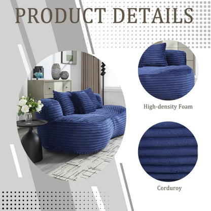 Bean Bag Sofa Lazy Sofa Durable Comfort Lounger High Back Chair for Adults and Kids, Indoor & Outdoor, Navy Corduroy-海智集-Default-