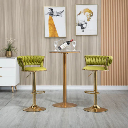 COOLMORE Swivel Bar Stools Set of 2 Adjustable Counter Height Chairs with Footrest for Kitchen, Dining Room 2PC/SET-海智集-Default-